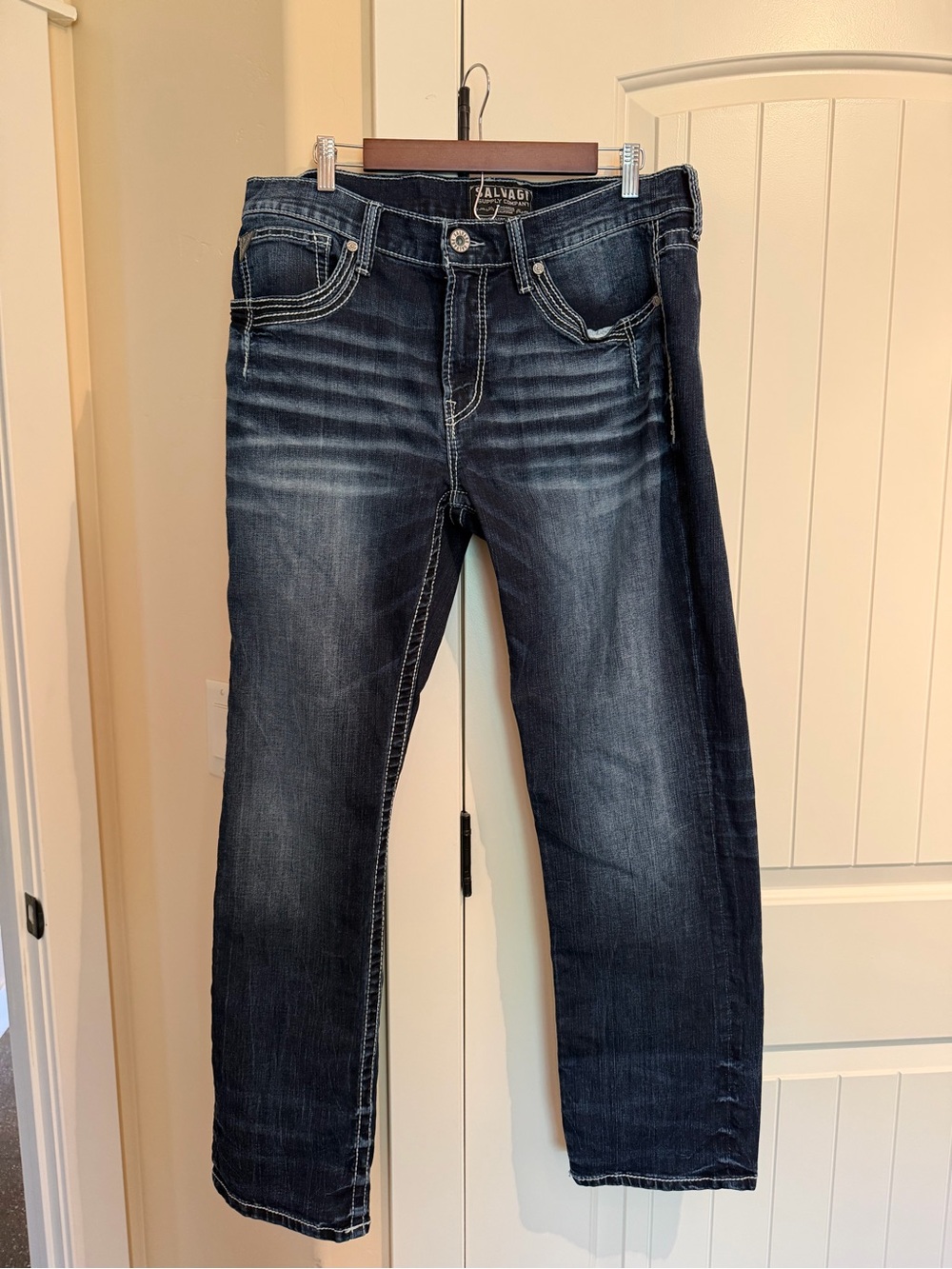 Buckle Straight-Leg Dark Indigo Jeans
